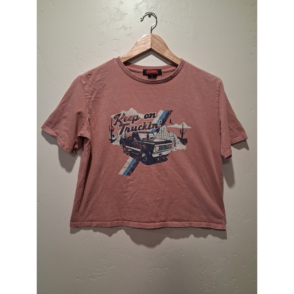 Rock & Roll Denim Women's Short Sleeve Keep On Truckin Graphic Tee Size S Casual